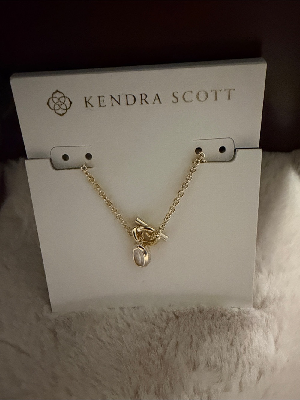 Kendra Scott Gold Necklace with White Stone Pendant